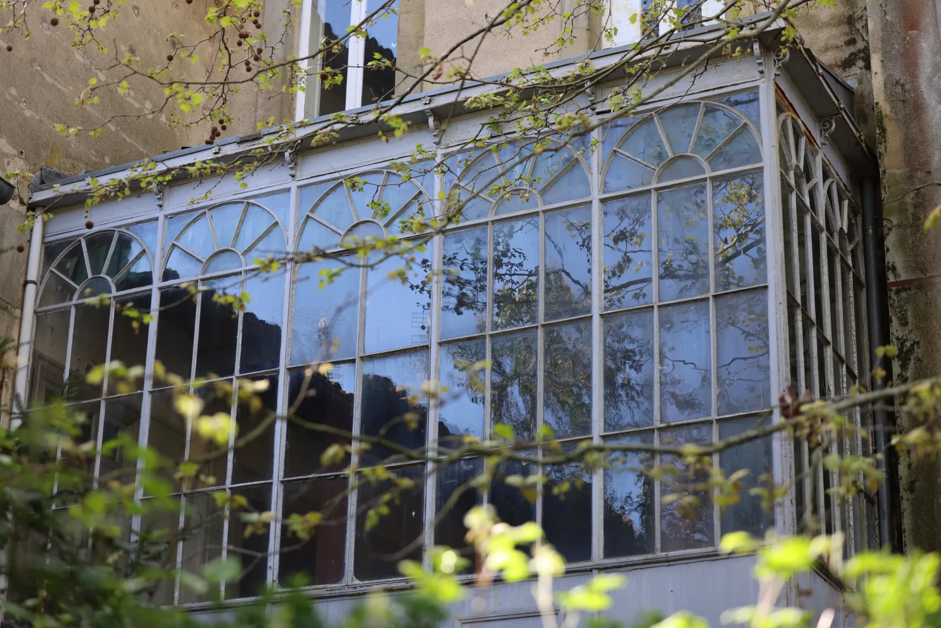Verrière ancienne sur cour intérieure