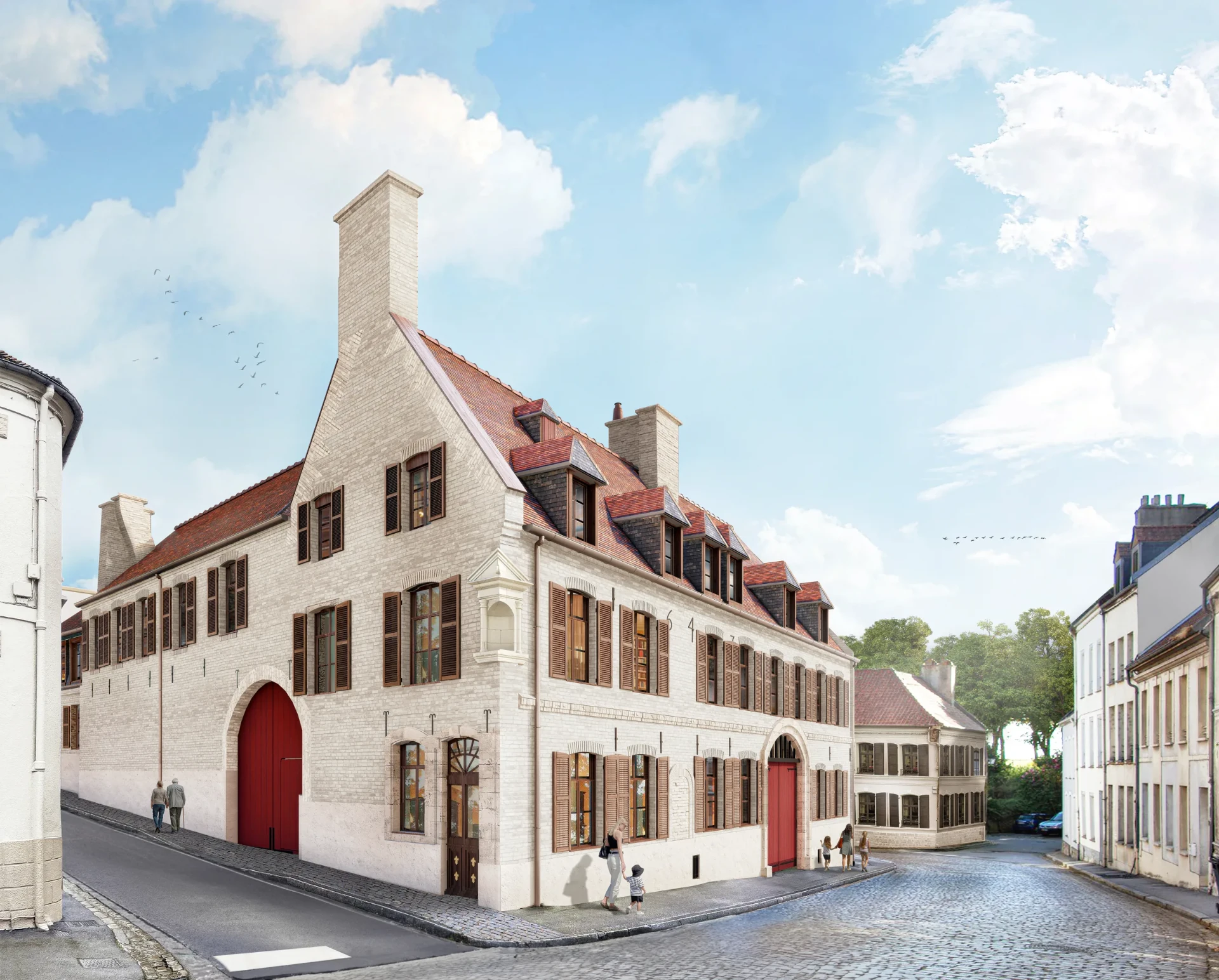 Perspective de l’Hôtel de la Cour de France à Montreuil-sur-Mer après restauration