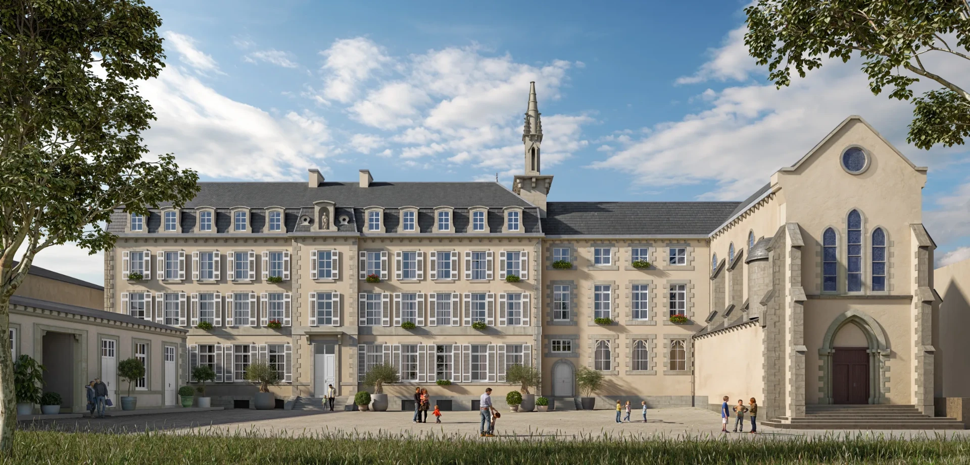 Perspective du Couvent des Saints-Cœurs à Saint-Quay-Portrieux après restauration